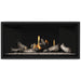 Napoleon Ascent Premium 42 Linear Direct Vent Gas Fireplace in Matte Black Panel with Clear Glass Embers and Beach Fire Logs