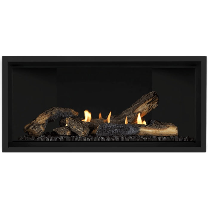 Napoleon Ascent Premium 42 Linear Direct Vent Gas Fireplace in Matte Black Panel with Split Oak Logs