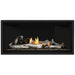 Napoleon Ascent Premium 42 Linear Direct Vent Gas Fireplace in Matte Black Panel with Topaz Glass Embers and Birch Logs