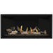 Napoleon Ascent Premium 42 Linear Direct Vent Gas Fireplace in Matte Black Panel with Topaz Glass Embers and Driftwood Logs