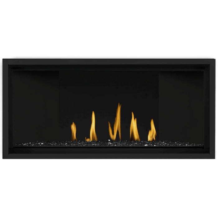 Napoleon Ascent Premium 42 Linear Direct Vent Gas Fireplace with Black Glass Embers and Matte Black Panel
