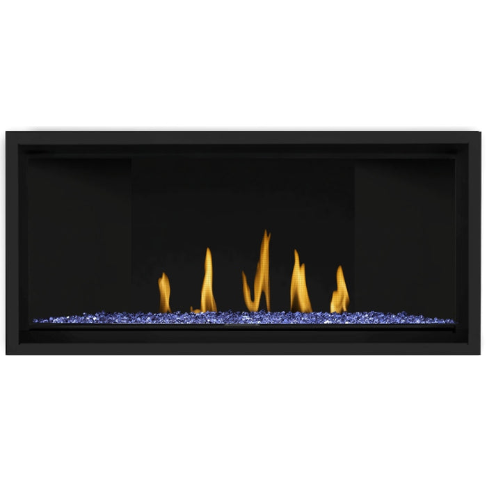 Napoleon Ascent Premium 42 Linear Direct Vent Gas Fireplace with Blue Glass Embers and Matte Black Panel