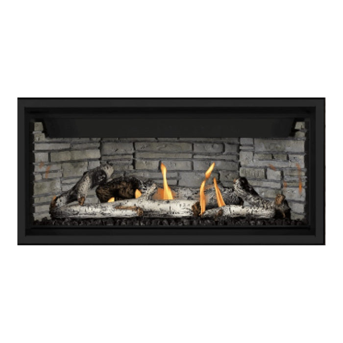 Napoleon Ascent Premium 42" Linear Direct Vent Gas Fireplace with Ledgestone Brick and Birch Log Set