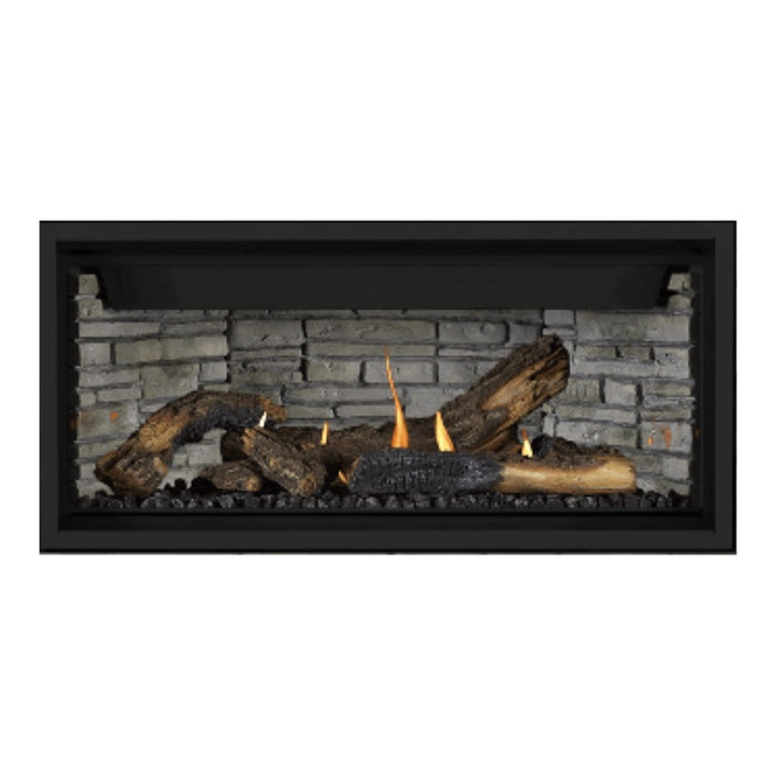 Napoleon Ascent Premium 42" Linear Direct Vent Gas Fireplace with Ledgestone Brick and Split Oak Log Set