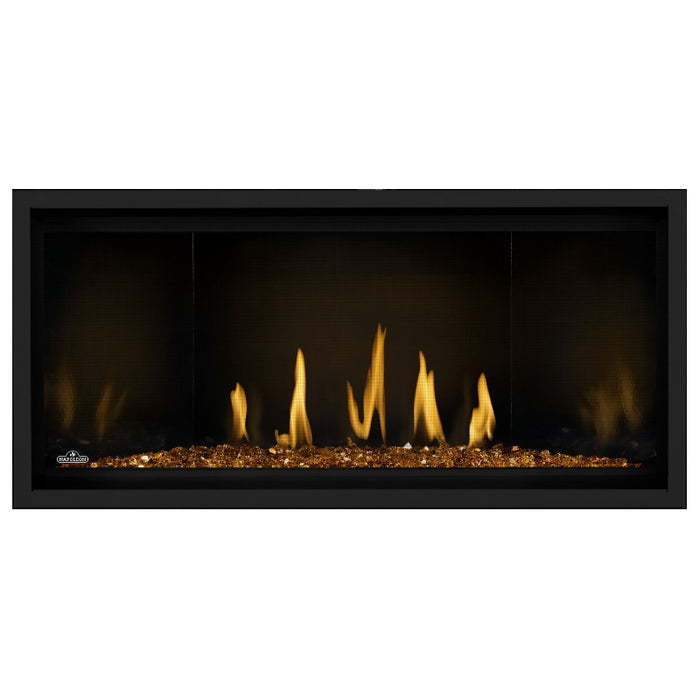 Napoleon Ascent Premium 42 Linear Direct Vent Gas Fireplace with MIRRO-FLAME Porcelain Reflective Panel and Amber Glass Embers
