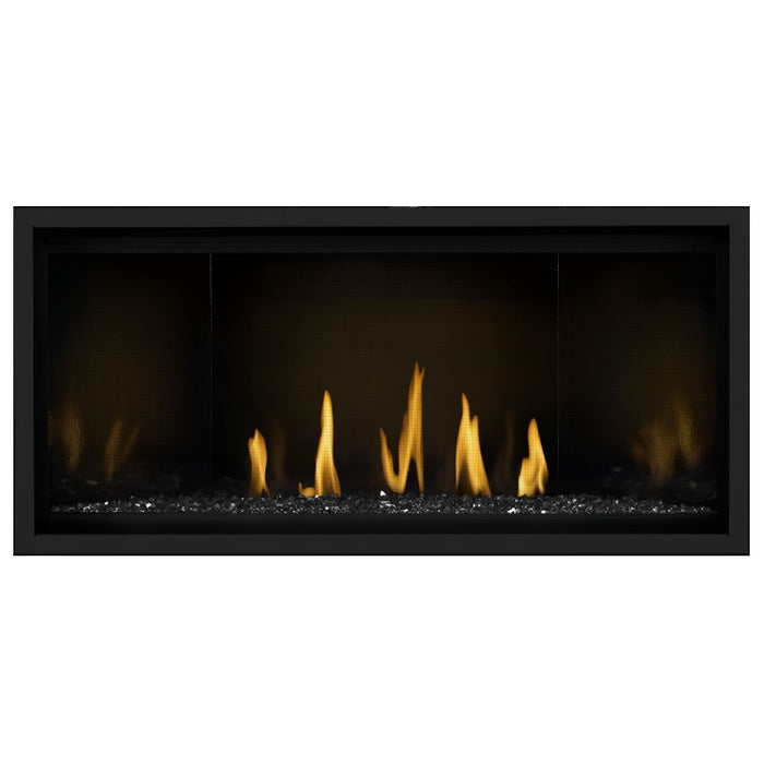 Napoleon Ascent Premium 42 Linear Direct Vent Gas Fireplace with MIRRO-FLAME Porcelain Reflective Panel and Black Glass Embers