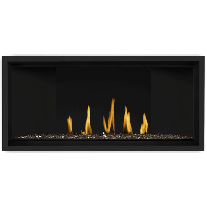 Napoleon Ascent Premium 42 Linear Direct Vent Gas Fireplace with Topaz Glass Embers and Matte Black Panel