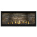 Napoleon Ascent Premium 46 Linear Direct Vent Gas Fireplace in Ledgestone Brick Panel with Black Glass Embers
