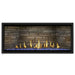 Napoleon Ascent Premium 46 Linear Direct Vent Gas Fireplace in Ledgestone Brick Panel with Blue Glass Embers