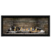 Napoleon Ascent Premium 46 Linear Direct Vent Gas Fireplace in Ledgestone Brick Panel with Clear Glass Embers and Birch Logs