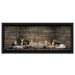 Napoleon Ascent Premium 46 Linear Direct Vent Gas Fireplace in Ledgestone Brick Panel with Topaz Glass Embers and Birch Logs