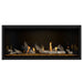 Napoleon Ascent Premium 46 Linear Direct Vent Gas Fireplace in MIRRO-FLAME Porcelain Reflective Panel with Amber Glass Embers and Driftwood Logs
