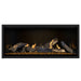 Napoleon Ascent Premium 46 Linear Direct Vent Gas Fireplace in MIRRO-FLAME Porcelain Reflective Panel with Amber Glass Embers and Split Oak Logs