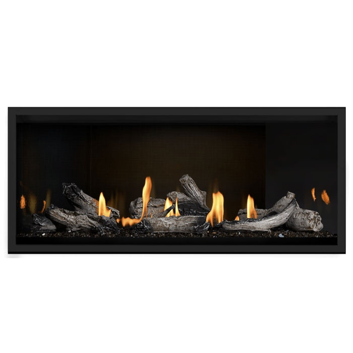 Napoleon Ascent Premium 46 Linear Direct Vent Gas Fireplace in MIRRO-FLAME Porcelain Reflective Panel with Beach Fire Logs