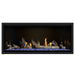Napoleon Ascent Premium 46 Linear Direct Vent Gas Fireplace in MIRRO-FLAME Porcelain Reflective Panel with Blue Glass Embers and Driftwood Logs