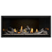 Napoleon Ascent Premium 46 Linear Direct Vent Gas Fireplace in MIRRO-FLAME Porcelain Reflective Panel with Clear Glass Embers and Beach Fire Logs