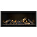 Napoleon Ascent Premium 46 Linear Direct Vent Gas Fireplace in MIRRO-FLAME Porcelain Reflective Panel with Topaz Glass Embers and Split Oak Logs