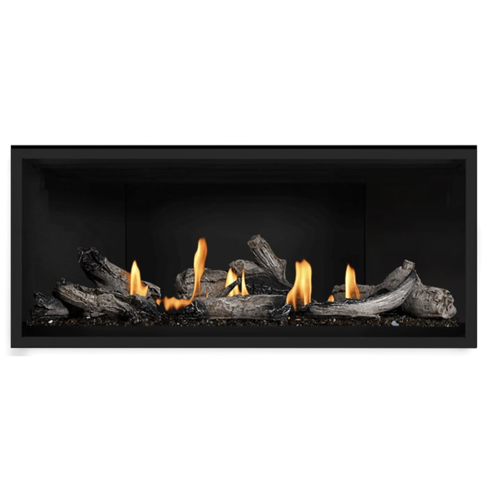 Napoleon Ascent Premium 46 Linear Direct Vent Gas Fireplace in Matte Black Panel with Beach Fire Logs