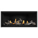Napoleon Ascent Premium 46 Linear Direct Vent Gas Fireplace in Matte Black Panel with Black Glass Embers and Beach Fire Logs