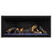 Napoleon Ascent Premium 46 Linear Direct Vent Gas Fireplace in Matte Black Panel with Blue Glass Embers and Split Oak Logs