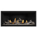 Napoleon Ascent Premium 46 Linear Direct Vent Gas Fireplace in Matte Black Panel with Clear Glass Embers and Beach Fire Logs