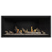 Napoleon Ascent Premium 46 Linear Direct Vent Gas Fireplace in Matte Black Panel with Clear Glass Embers and Driftwood Logs