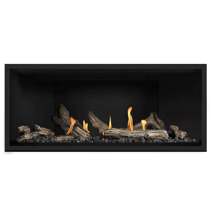 Napoleon Ascent Premium 46 Linear Direct Vent Gas Fireplace in Matte Black Panel with Driftwood Logs