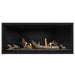 Napoleon Ascent Premium 46 Linear Direct Vent Gas Fireplace in Matte Black Panel with Topaz Glass Embers and Driftwood Logs