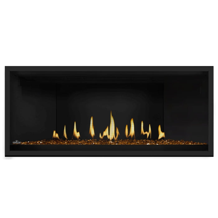 Napoleon Ascent Premium 46 Linear Direct Vent Gas Fireplace with Amber Glass Embers and Matte Black Panel