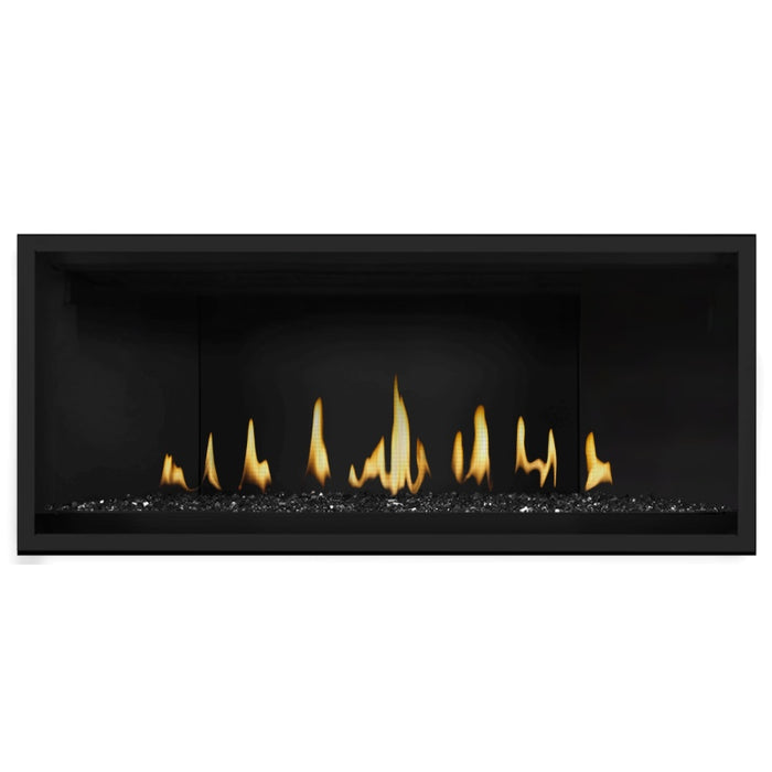 Napoleon Ascent Premium 46 Linear Direct Vent Gas Fireplace with Black Glass Embers and Matte Black Panel