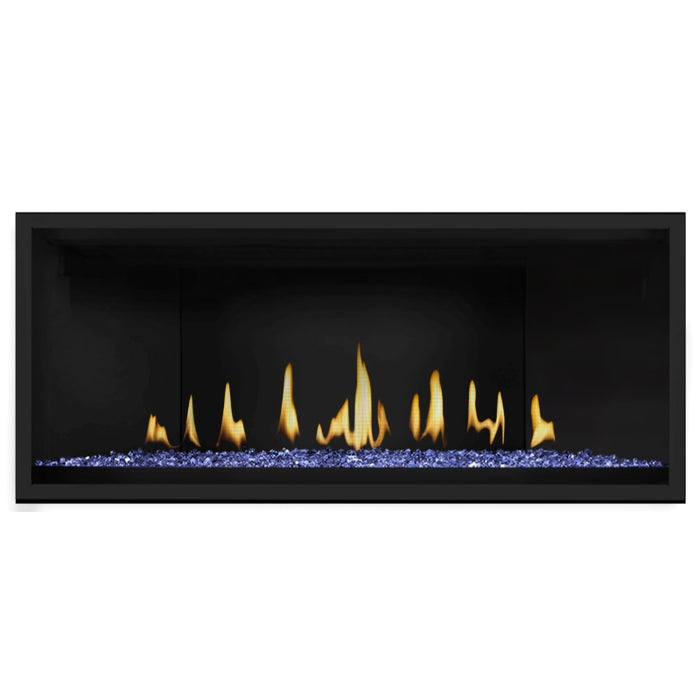 Napoleon Ascent Premium 46 Linear Direct Vent Gas Fireplace with Blue Glass Embers and Matte Black Panel