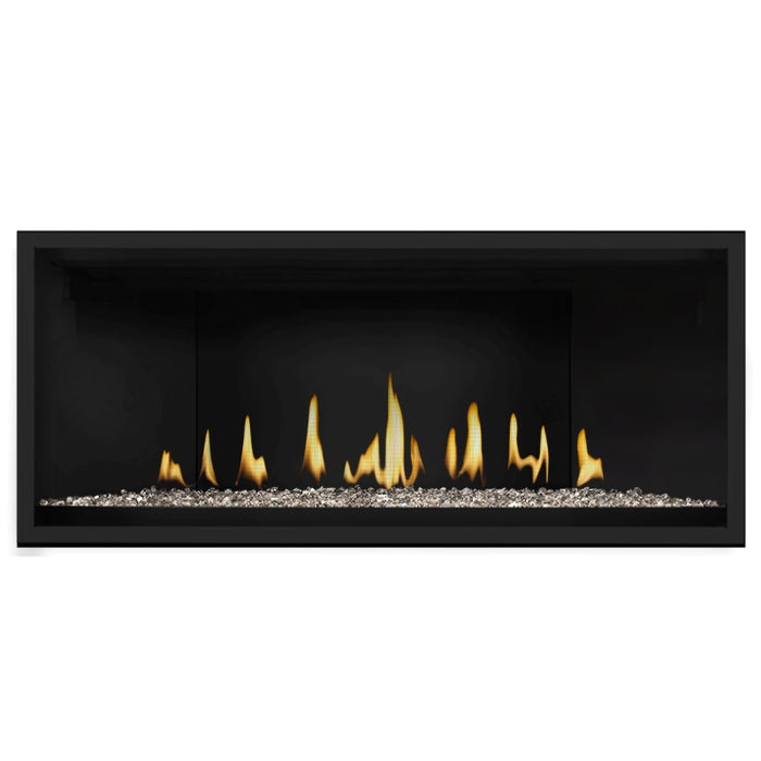 Napoleon Ascent Premium 46 Linear Direct Vent Gas Fireplace with Clear Glass Embers and Matte Black Panel