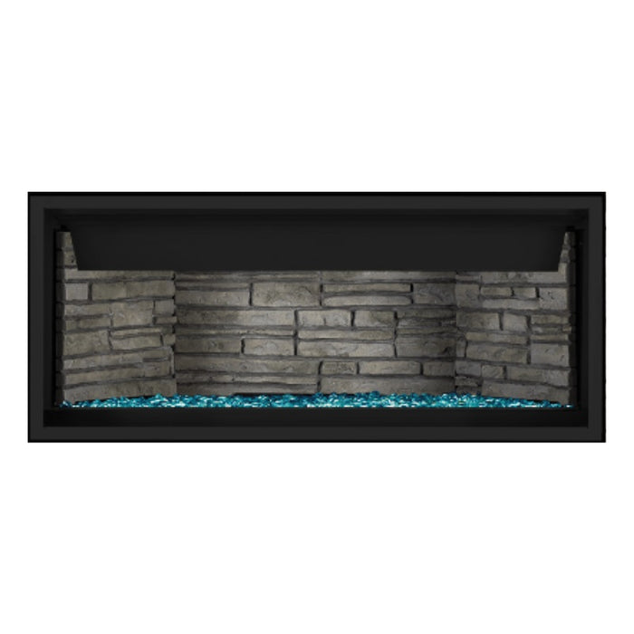 Napoleon Ascent Premium 46" Linear Direct Vent Gas Fireplace with Ledgestone Brick and Blue Glass Beads