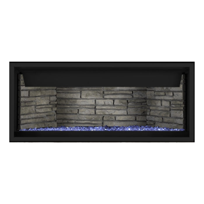 Napoleon Ascent Premium 46" Linear Direct Vent Gas Fireplace with Ledgestone Brick and Blue Glass Embers