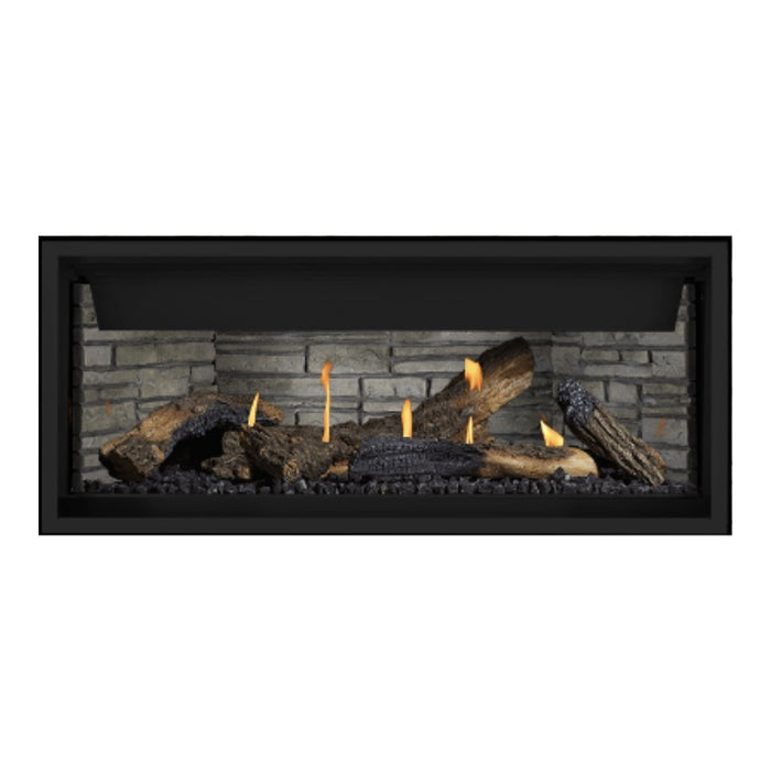 Napoleon Ascent Premium 46" Linear Direct Vent Gas Fireplace with Ledgestone Brick and Split Oak Log Set