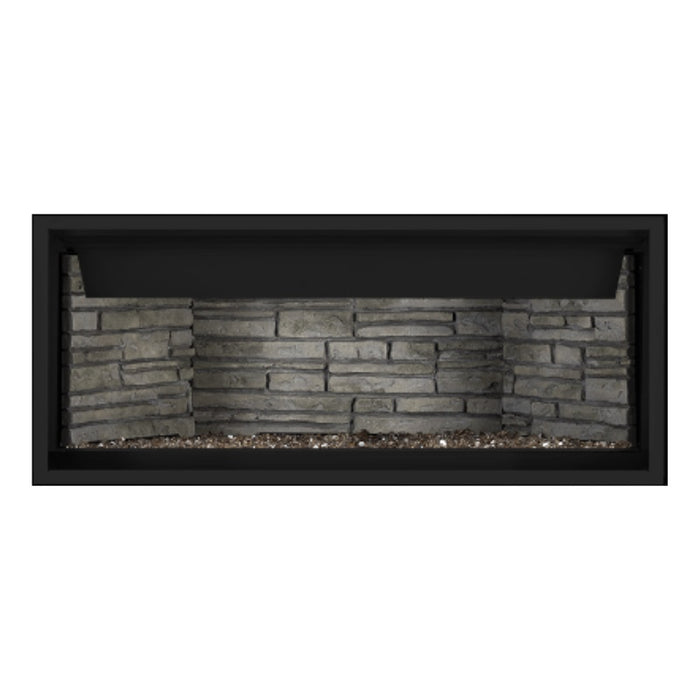 Napoleon Ascent Premium 46" Linear Direct Vent Gas Fireplace with Ledgestone Brick and Topaz Glass Embers