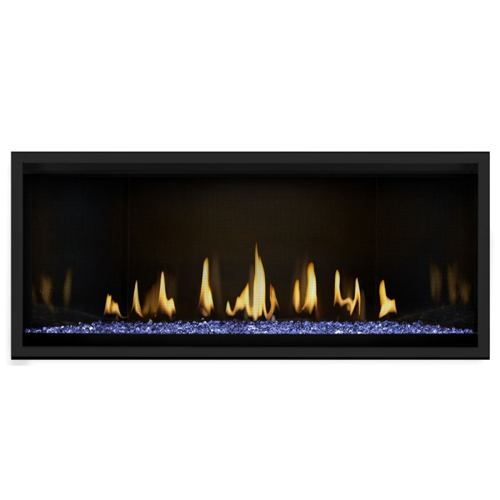 Napoleon Ascent Premium 46 Linear Direct Vent Gas Fireplace with MIRRO-FLAME Porcelain Reflective Panel and Blue Glass Embers