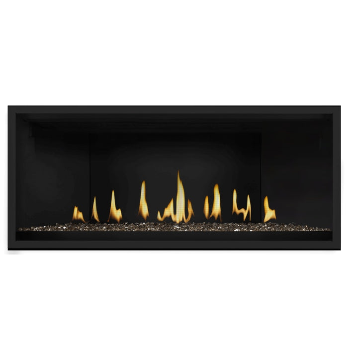 Napoleon Ascent Premium 46 Linear Direct Vent Gas Fireplace with Topaz Glass Embers and Matte Black Panel