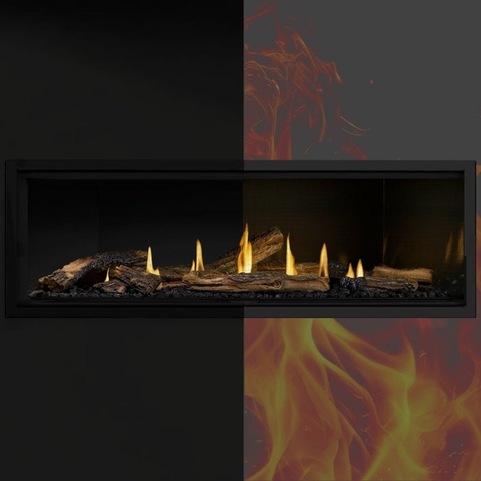 Napoleon Ascent Premium 56 Inch Linear Direct Vent Gas Fireplace Matte Black Panel vs. MIRRO-FLAME Porcelain Reflective Panel
