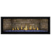 Napoleon Ascent Premium 56 Linear Direct Vent Gas Fireplace in Ledgestone Brick Panel and Blue Glass Embers