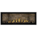 Napoleon Ascent Premium 56 Linear Direct Vent Gas Fireplace in Ledgestone Brick Panel with Driftwood Logs 