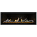 Napoleon Ascent Premium 56 Linear Direct Vent Gas Fireplace in MIRRO-FLAME Porcelain Reflective Panel with Amber Glass Embers and Beach Fire Logs