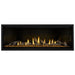 Napoleon Ascent Premium 56 Linear Direct Vent Gas Fireplace in MIRRO-FLAME Porcelain Reflective Panel with Amber Glass Embers and Driftwood Logs