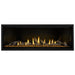 Napoleon Ascent Premium 56 Linear Direct Vent Gas Fireplace in MIRRO-FLAME Porcelain Reflective Panel with Amber Glass Embers and Driftwood Logs