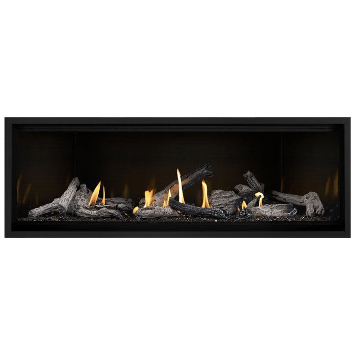 Napoleon Ascent Premium 56 Linear Direct Vent Gas Fireplace in MIRRO-FLAME Porcelain Reflective Panel with Beach Fire Logs