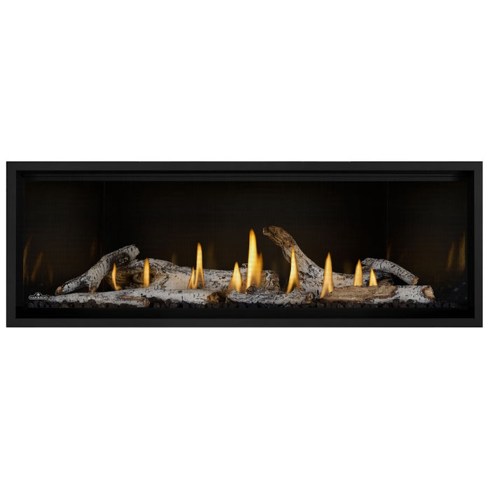 Napoleon Ascent Premium 56 Linear Direct Vent Gas Fireplace in MIRRO-FLAME Porcelain Reflective Panel with Birch Logs