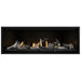 Napoleon Ascent Premium 56 Linear Direct Vent Gas Fireplace in MIRRO-FLAME Porcelain Reflective Panel with Black Glass Embers and Beach Fire Logs