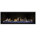 Napoleon Ascent Premium 56 Linear Direct Vent Gas Fireplace in MIRRO-FLAME Porcelain Reflective Panel with Blue Glass Embers and Beach Fire Logs