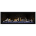 Napoleon Ascent Premium 56 Linear Direct Vent Gas Fireplace in MIRRO-FLAME Porcelain Reflective Panel with Blue Glass Embers and Beach Fire Logs