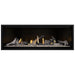 Napoleon Ascent Premium 56 Linear Direct Vent Gas Fireplace in MIRRO-FLAME Porcelain Reflective Panel with Clear Glass Embers and Beach Fire Logs